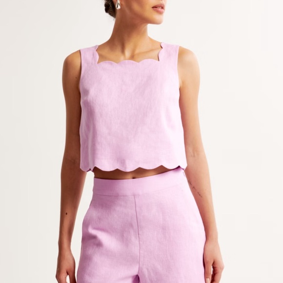 Abercrombie & Fitch Tops - abercrombie and fitch premium linen scallop-hem shirt